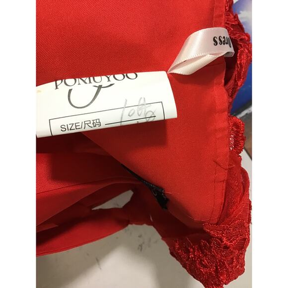 MOTHER OF THE BRIDE SZ 10 L Red Embroidered Draped Lace Up Maxi Dress NEW B160 - Picture 8 of 8